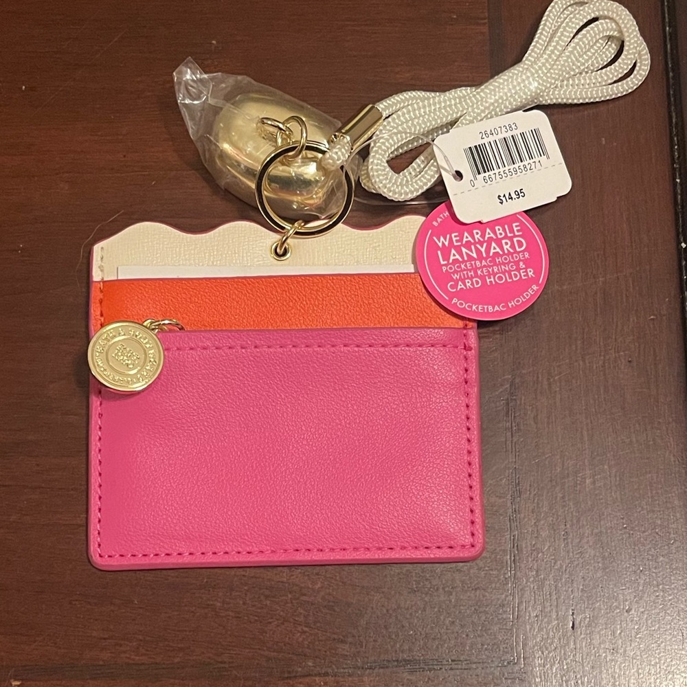 Bath & Body Works Pink Zipper Card Lanyard PocketBac Sanitizer Holder (Onesize)